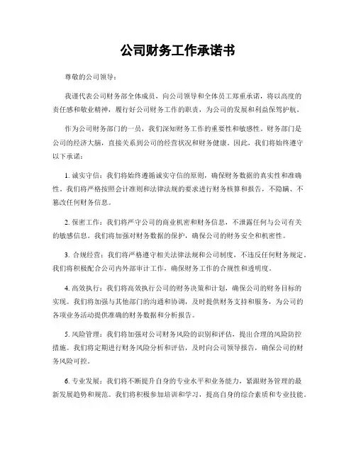 公司财务工作承诺书