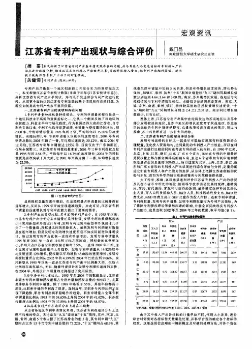 江苏省专利产出现状与综合评价