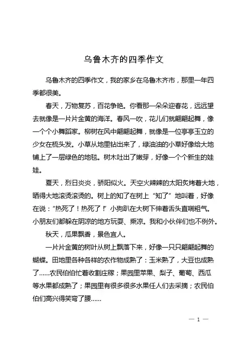 乌鲁木齐的四季作文