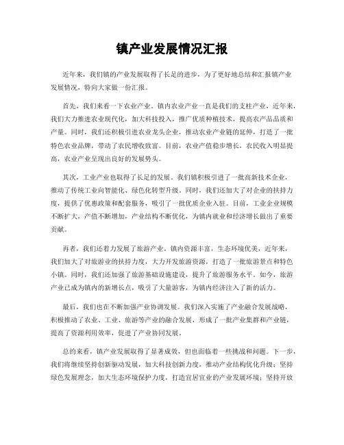 镇产业发展情况汇报