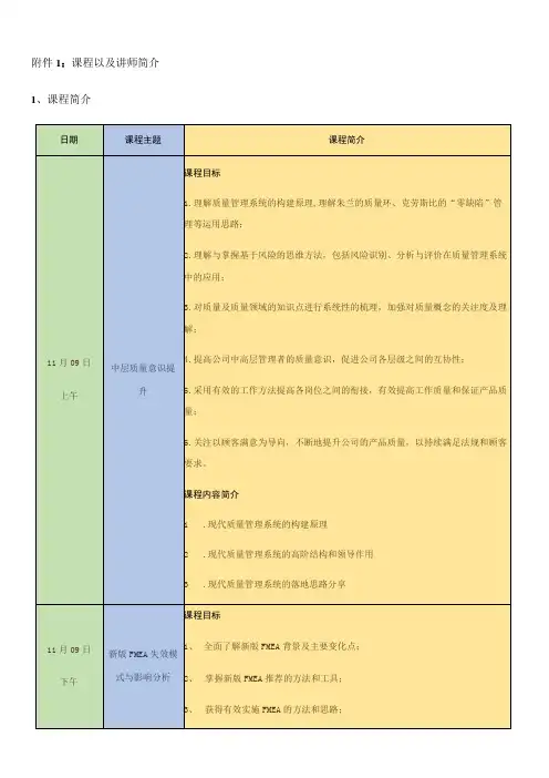 课程以及讲师简介课程简介