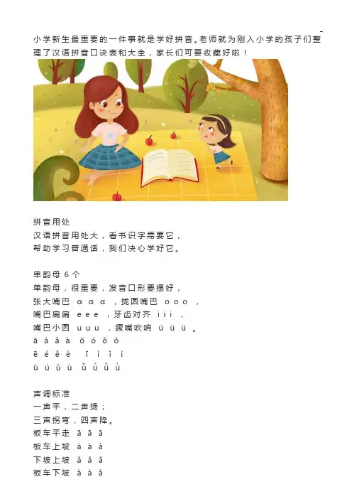 汉语拼音口诀表和全套整合