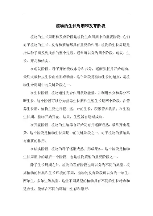 植物的生长周期和发育阶段