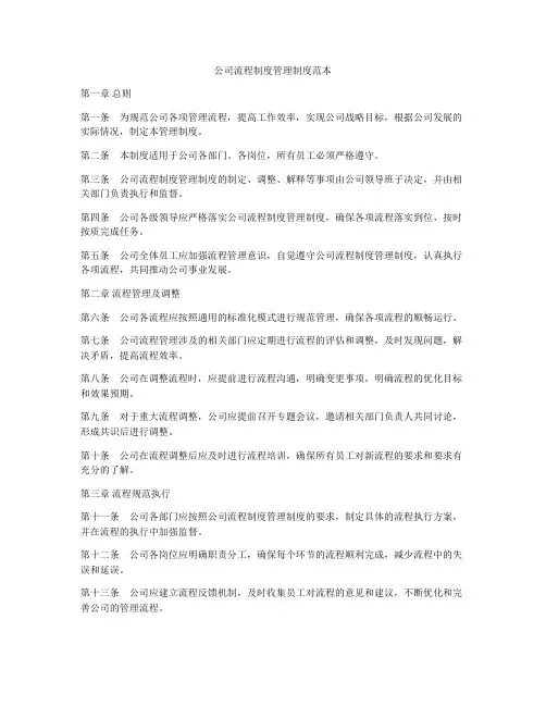 公司流程制度管理制度范本
