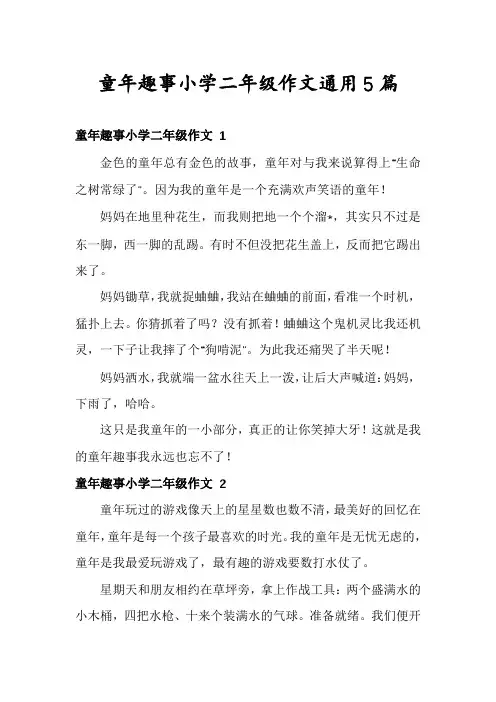 童年趣事小学二年级作文通用5篇