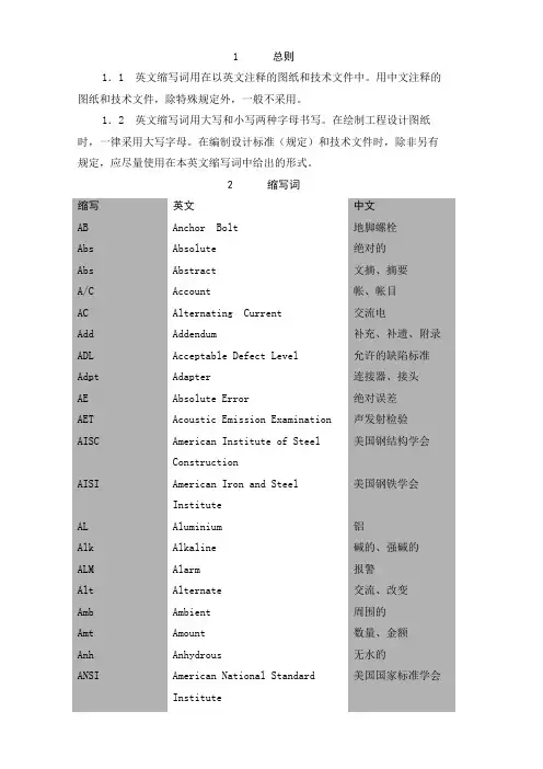机械设备专业英语缩写词