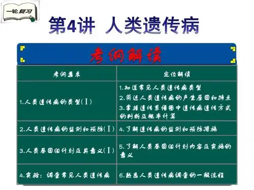 人教版高中生物必修2-遗传与进化：人类遗传病 一轮复习