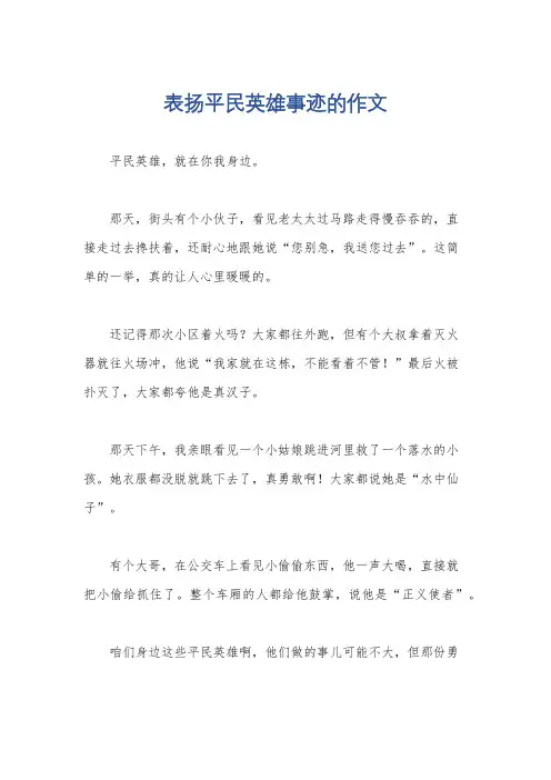 表扬平民英雄事迹的作文