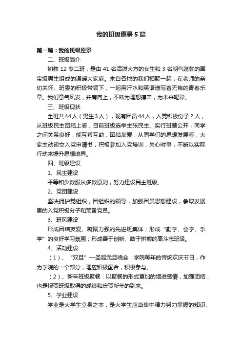我的班级愿景5篇