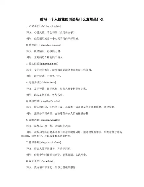 描写一个人技能的词语是什么意思是什么