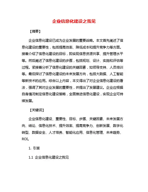 企业信息化建设之我见