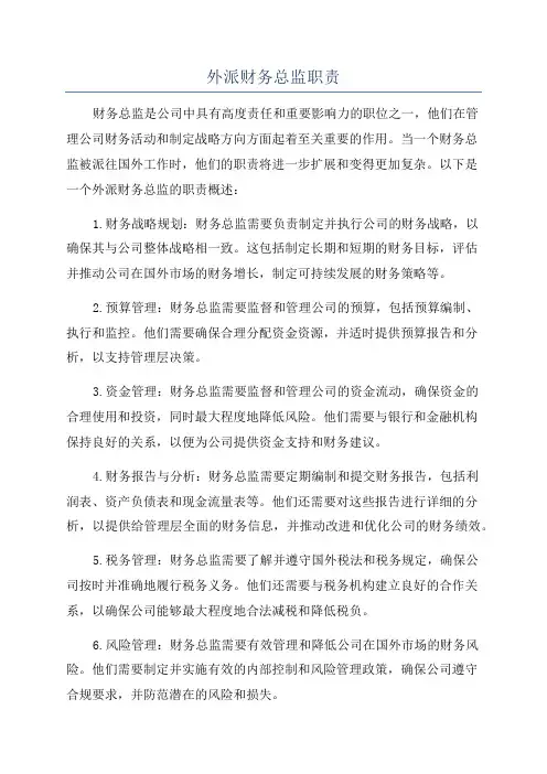 外派财务总监职责