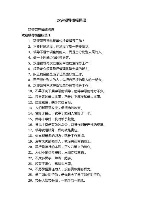 欢迎领导横幅标语