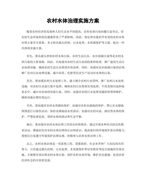 农村水体治理实施方案