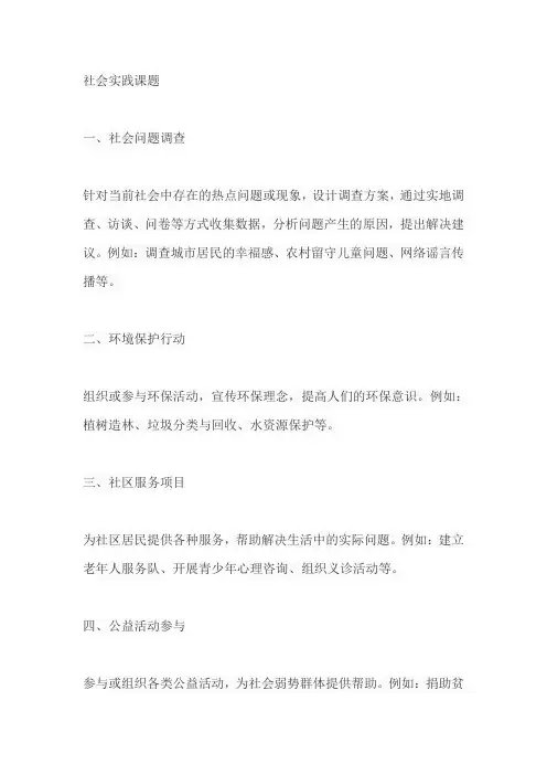 社会实践课题