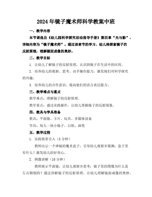 2024年镜子魔术师科学教案中班