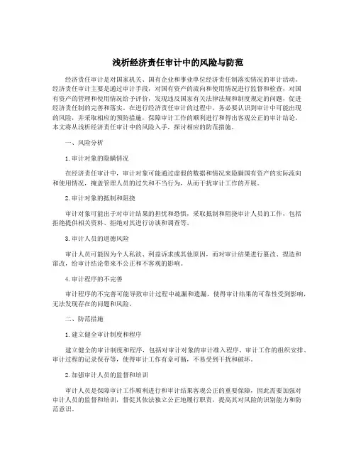 浅析经济责任审计中的风险与防范