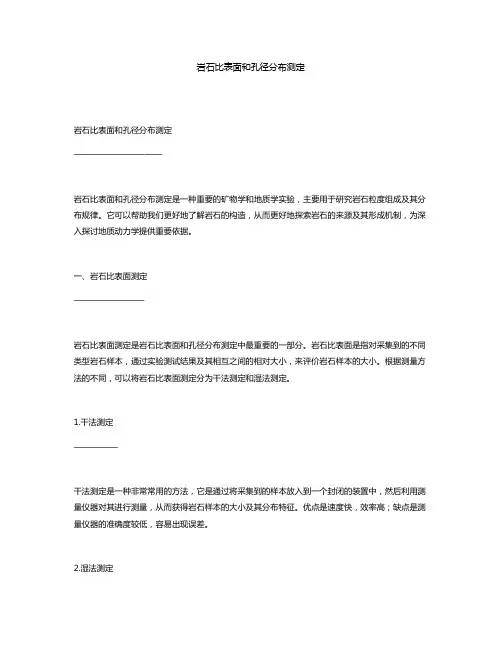 岩石比表面和孔径分布测定