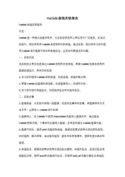matlab曲线实验报告