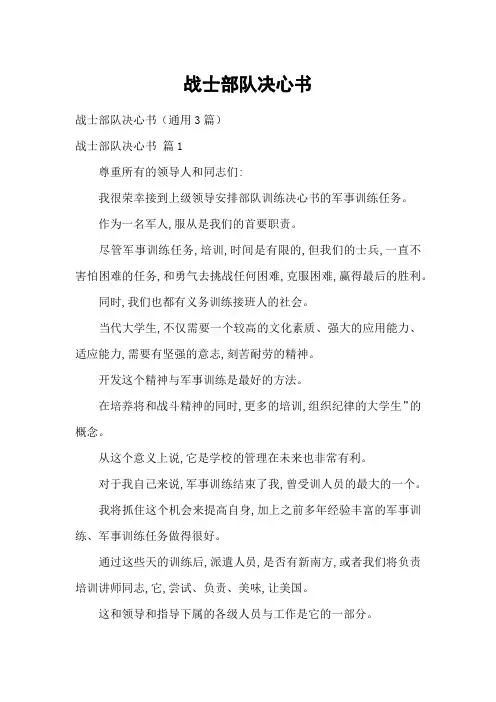 战士部队决心书