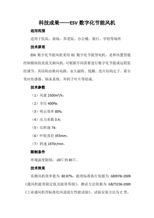 科技成果——ESV数字化节能风机