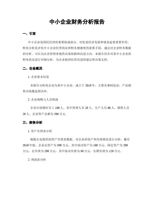 中小企业财务分析报告