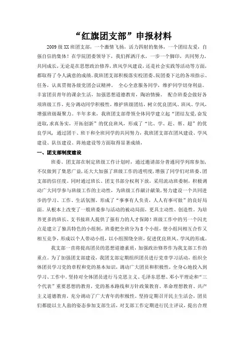“红旗团支部”申请材料