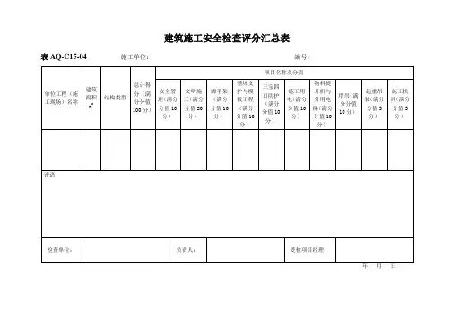 建筑施工安全检查评分表