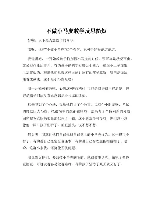不做小马虎教学反思简短