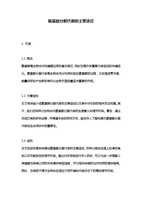 氨基酸分解代谢的主要途径