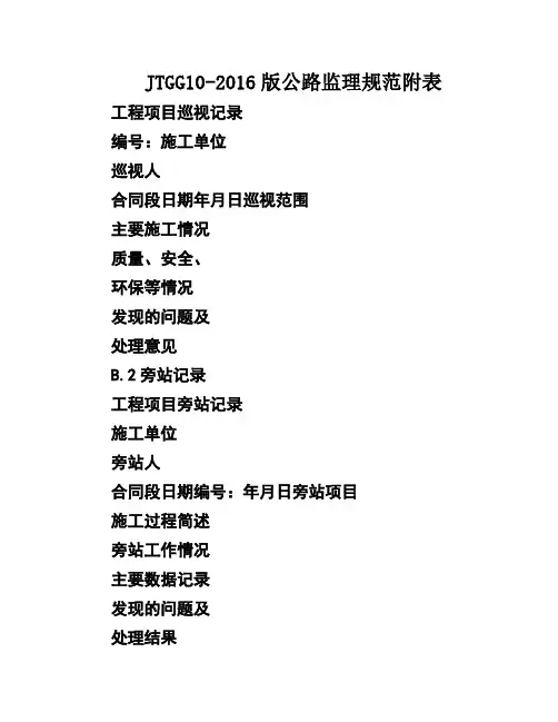 JTGG10-2016版公路监理规范附表