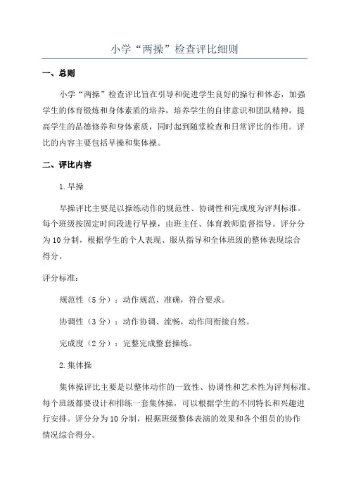 小学“两操”检查评比细则