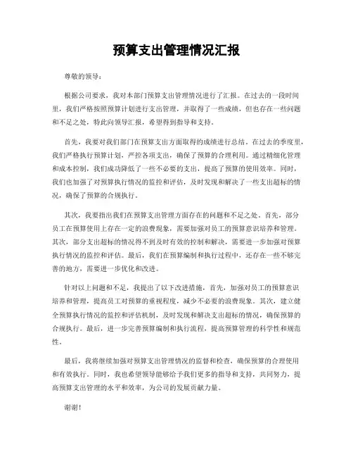 预算支出管理情况汇报