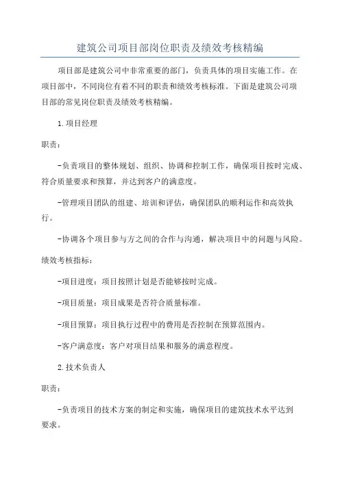 建筑公司项目部岗位职责及绩效考核精编