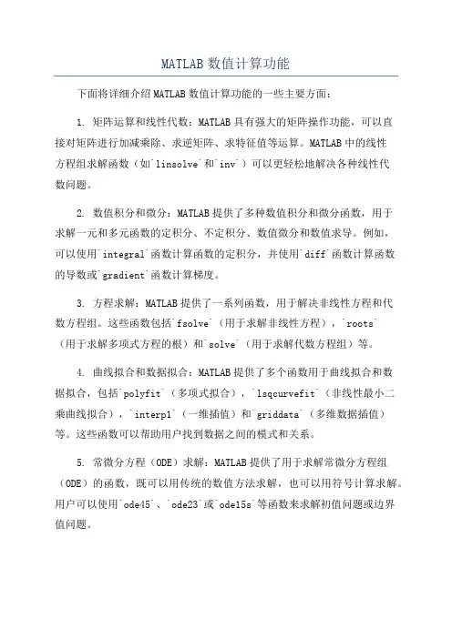 MATLAB数值计算功能