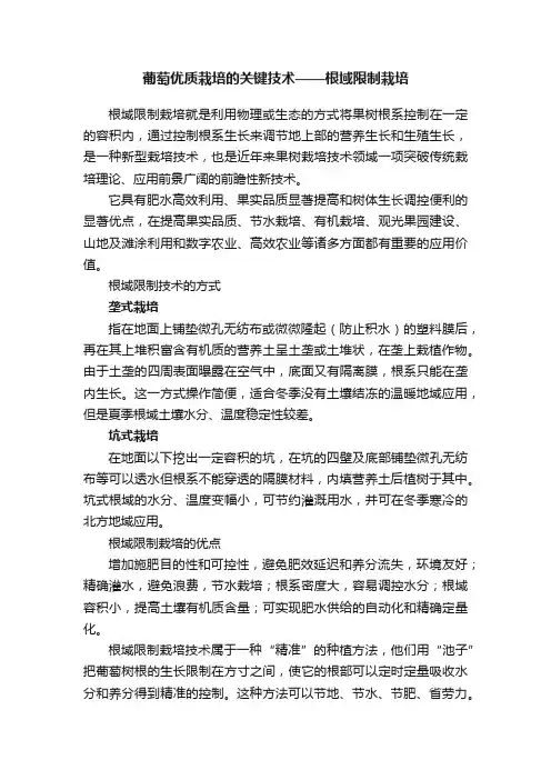 葡萄优质栽培的关键技术——根域限制栽培