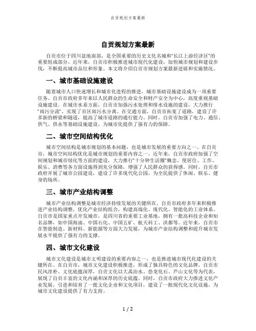 自贡规划方案最新