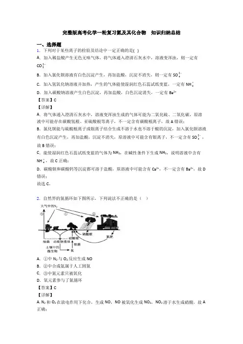 完整版高考化学一轮复习氮及其化合物  知识归纳总结
