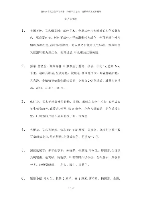 【精品】花卉植物的识别