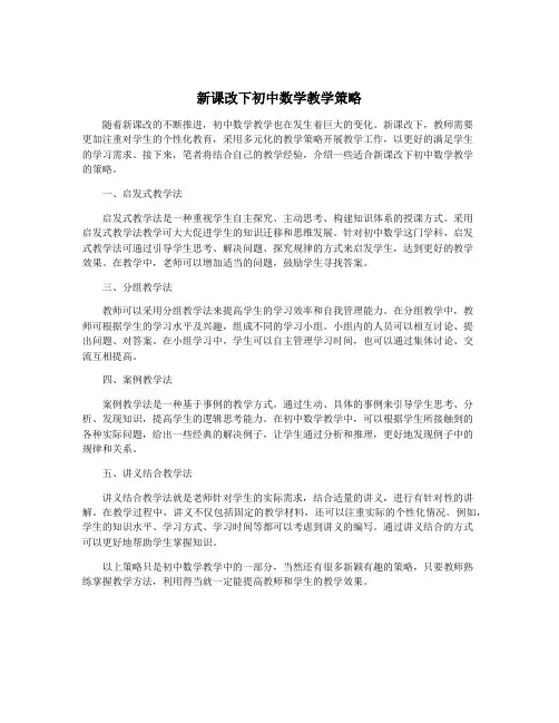 新课改下初中数学教学策略