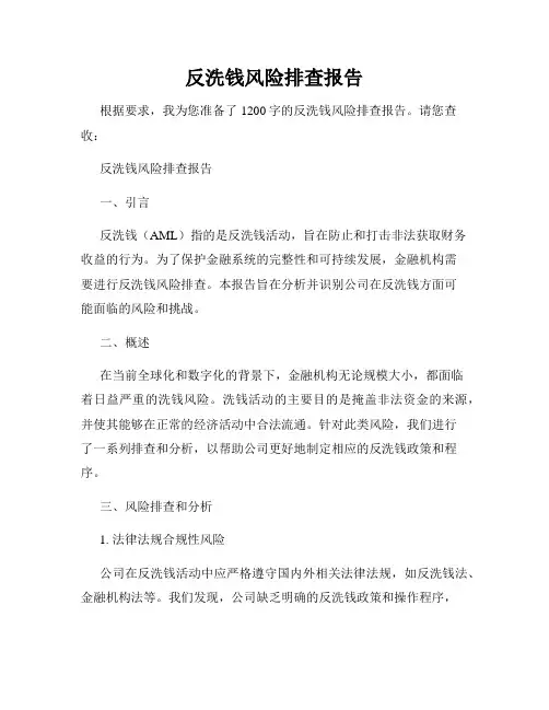 反洗钱风险排查报告