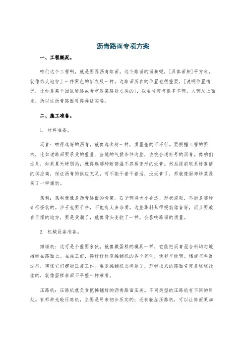 沥青路面专项方案