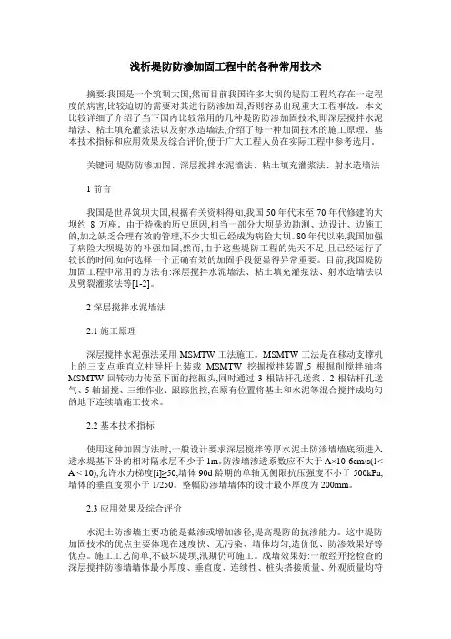 浅析堤防防渗加固工程中的各种常用技术