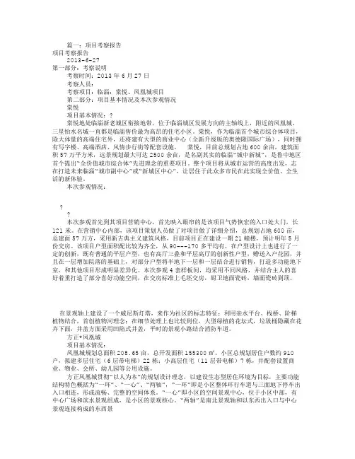 项目考察报告范文(共8篇)