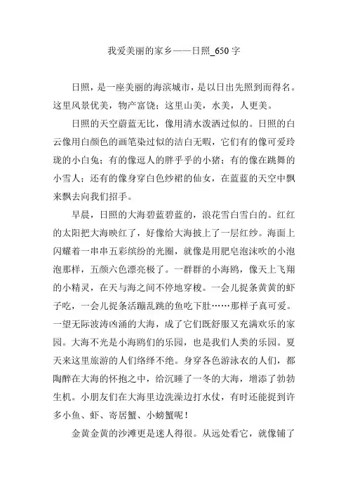 我爱美丽的家乡——日照_650字