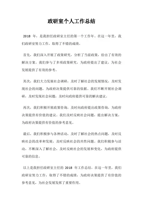 政研室个人工作总结
