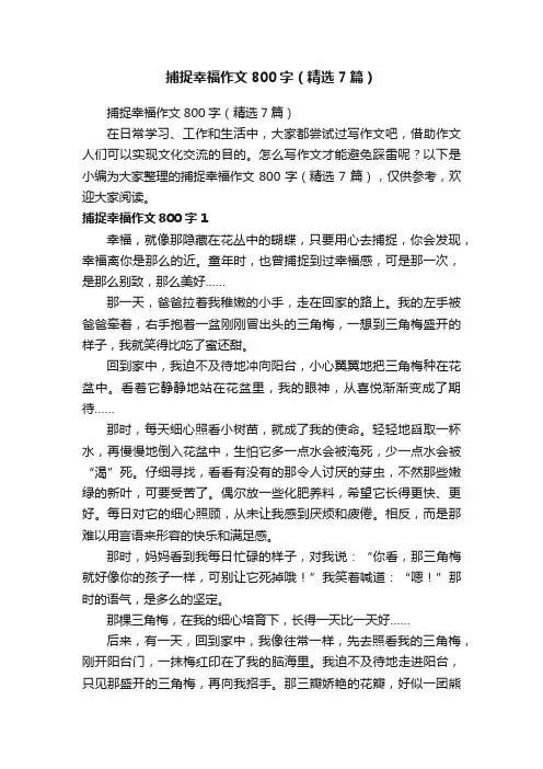 捕捉幸福作文800字（精选7篇）
