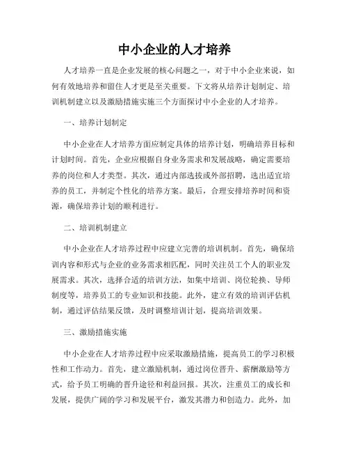中小企业的人才培养