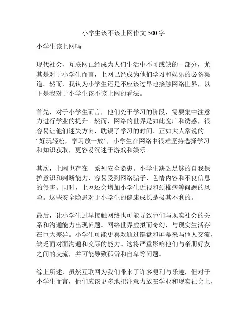 小学生该不该上网作文500字