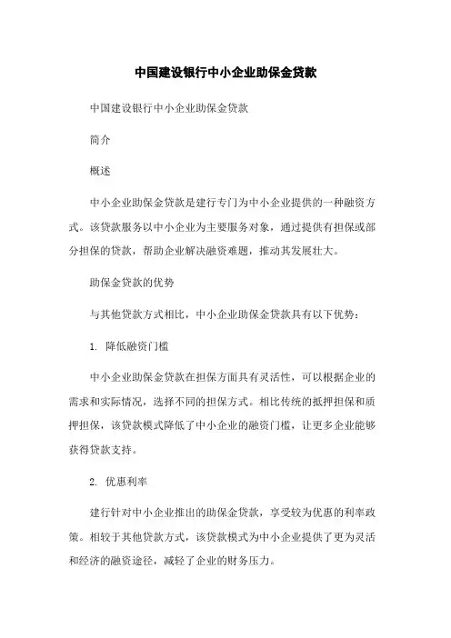 中国建设银行中小企业助保金贷款